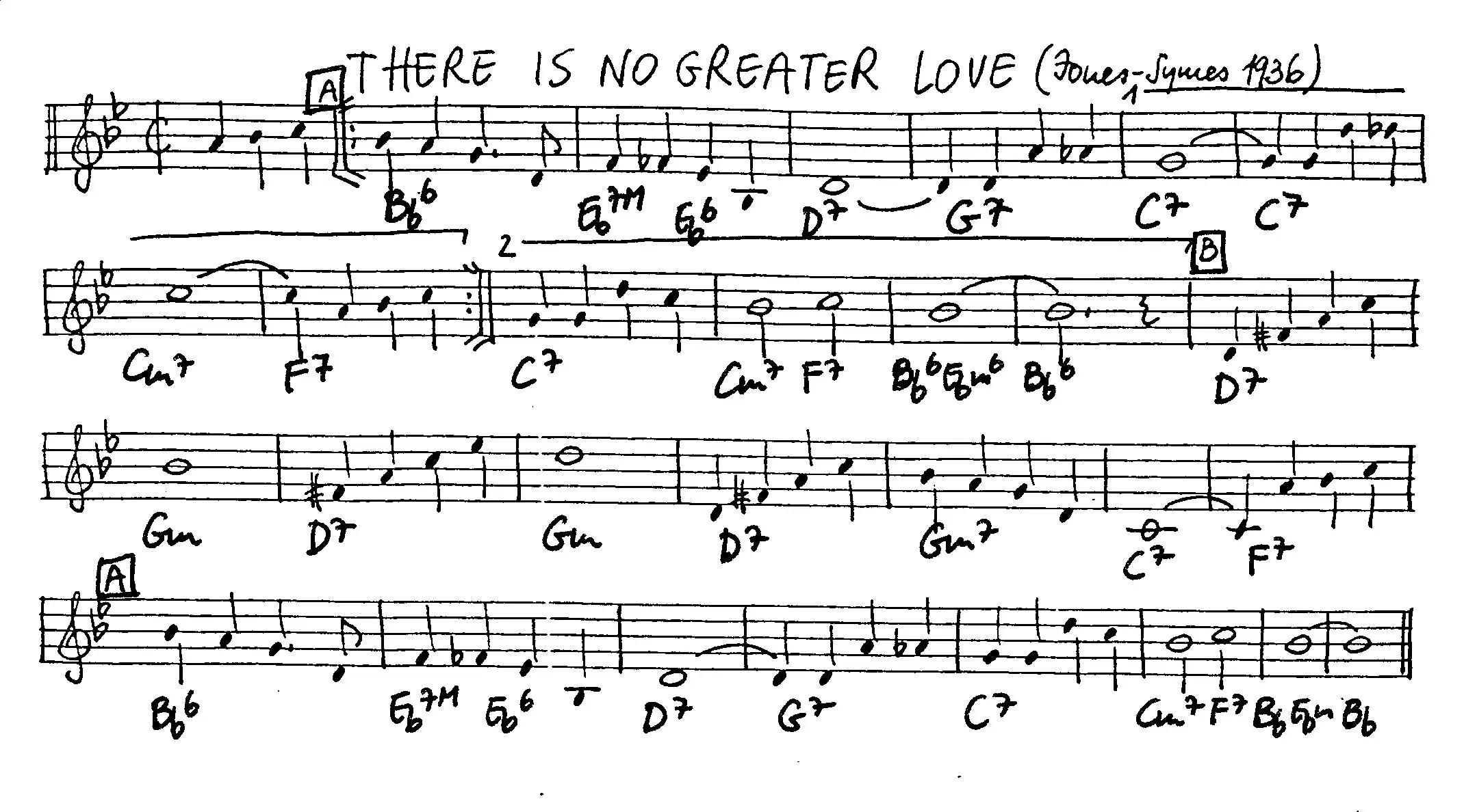 there is no greater love free jazz leadsheet - Courtesy of the Jungle Jazz Band